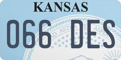 KS license plate 066DES
