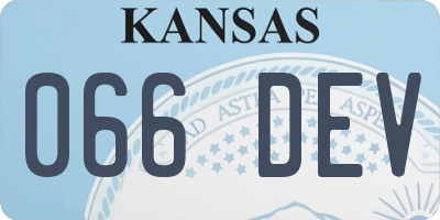 KS license plate 066DEV