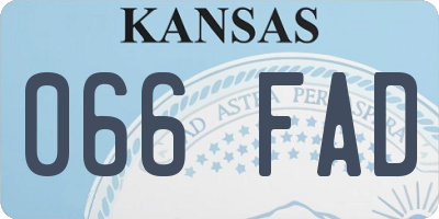 KS license plate 066FAD