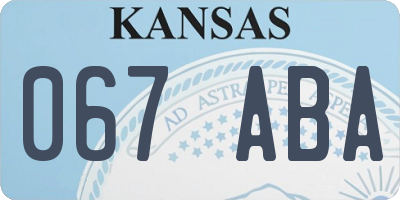 KS license plate 067ABA