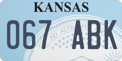 KS license plate 067ABK