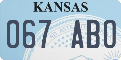 KS license plate 067ABO