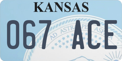 KS license plate 067ACE