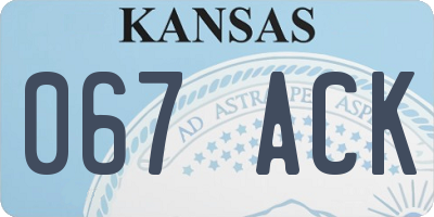 KS license plate 067ACK