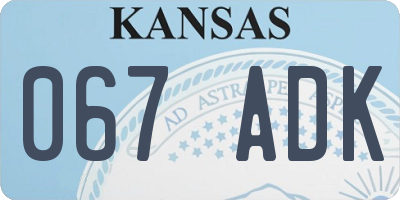 KS license plate 067ADK