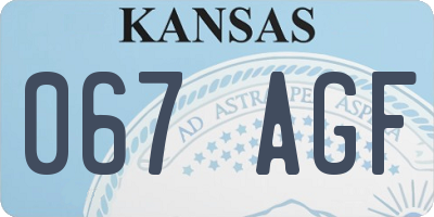 KS license plate 067AGF