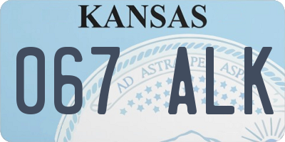 KS license plate 067ALK
