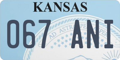 KS license plate 067ANI
