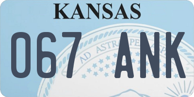 KS license plate 067ANK