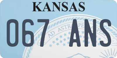 KS license plate 067ANS
