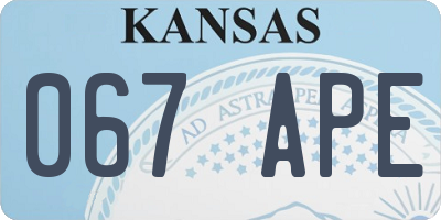 KS license plate 067APE