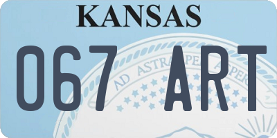 KS license plate 067ART