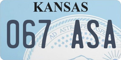 KS license plate 067ASA