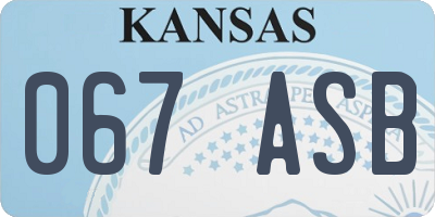 KS license plate 067ASB