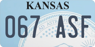 KS license plate 067ASF
