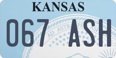 KS license plate 067ASH