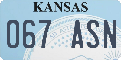 KS license plate 067ASN