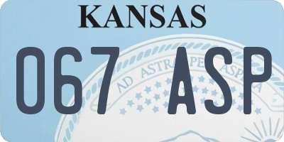KS license plate 067ASP