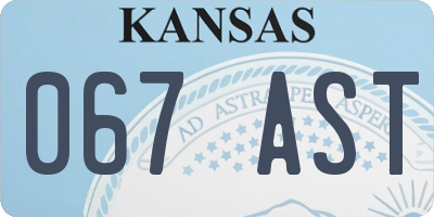 KS license plate 067AST