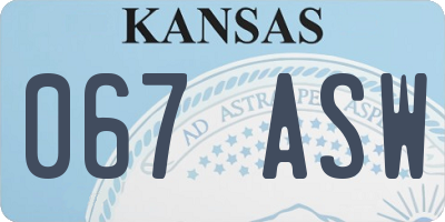 KS license plate 067ASW
