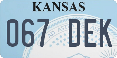 KS license plate 067DEK