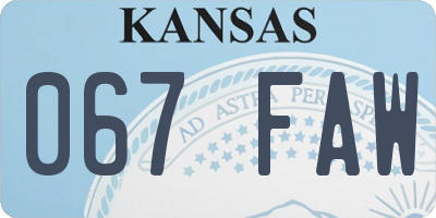 KS license plate 067FAW