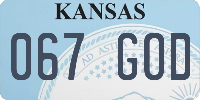 KS license plate 067GOD