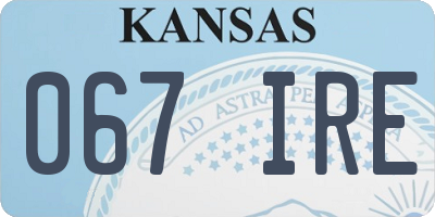 KS license plate 067IRE