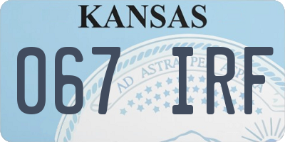 KS license plate 067IRF