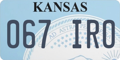 KS license plate 067IRO