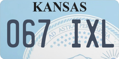 KS license plate 067IXL