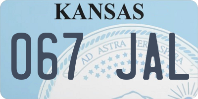 KS license plate 067JAL