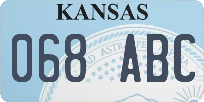 KS license plate 068ABC