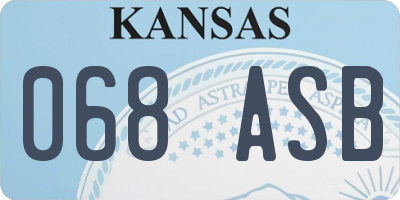 KS license plate 068ASB
