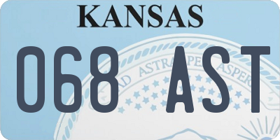KS license plate 068AST