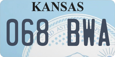 KS license plate 068BWA