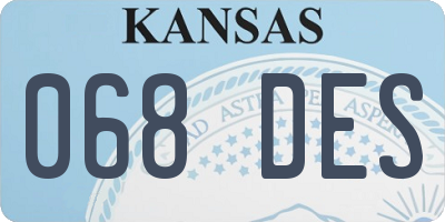 KS license plate 068DES