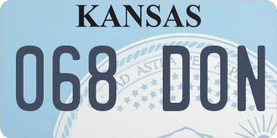 KS license plate 068DON