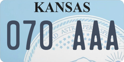 KS license plate 070AAA