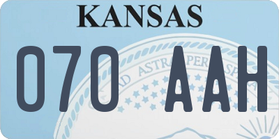 KS license plate 070AAH