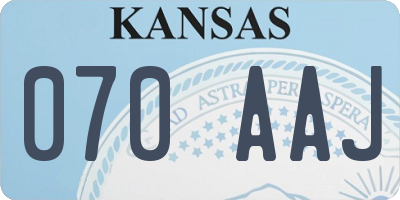 KS license plate 070AAJ