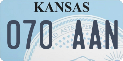 KS license plate 070AAN