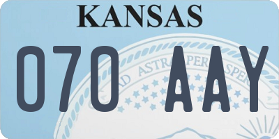 KS license plate 070AAY