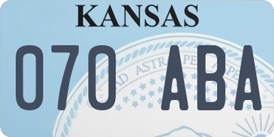 KS license plate 070ABA