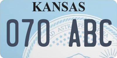 KS license plate 070ABC