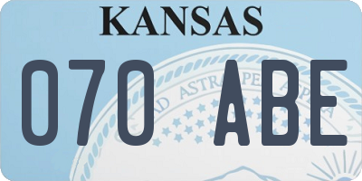 KS license plate 070ABE