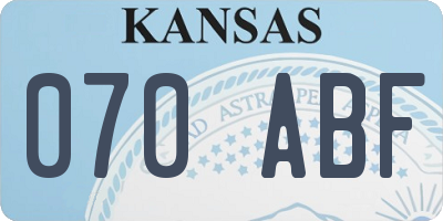 KS license plate 070ABF