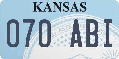 KS license plate 070ABI