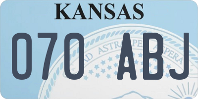 KS license plate 070ABJ