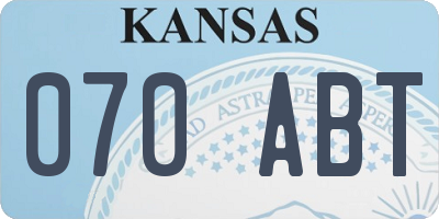 KS license plate 070ABT